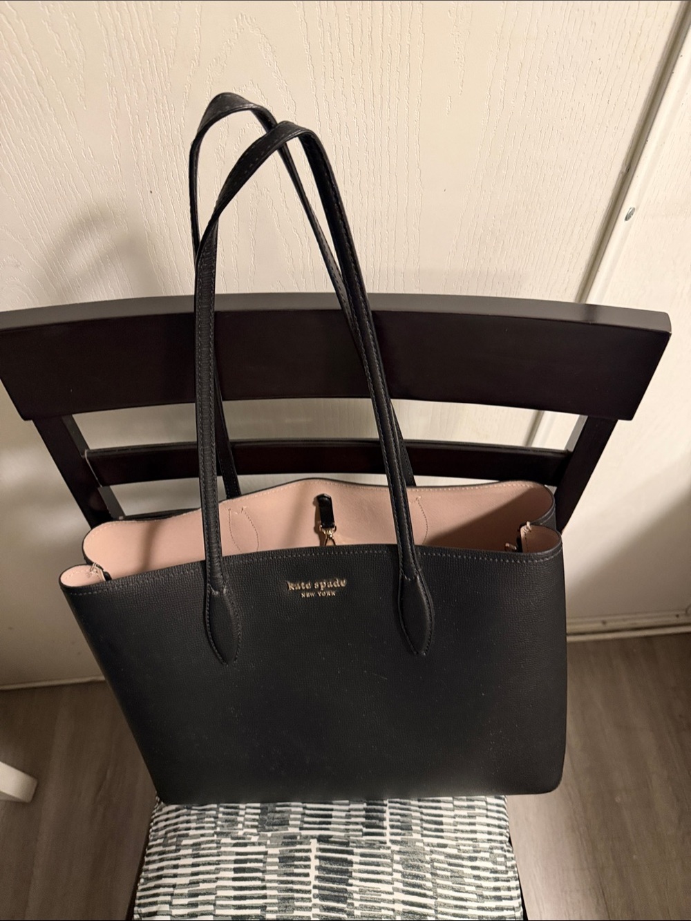 kate spade Black Tote with Pink Interior